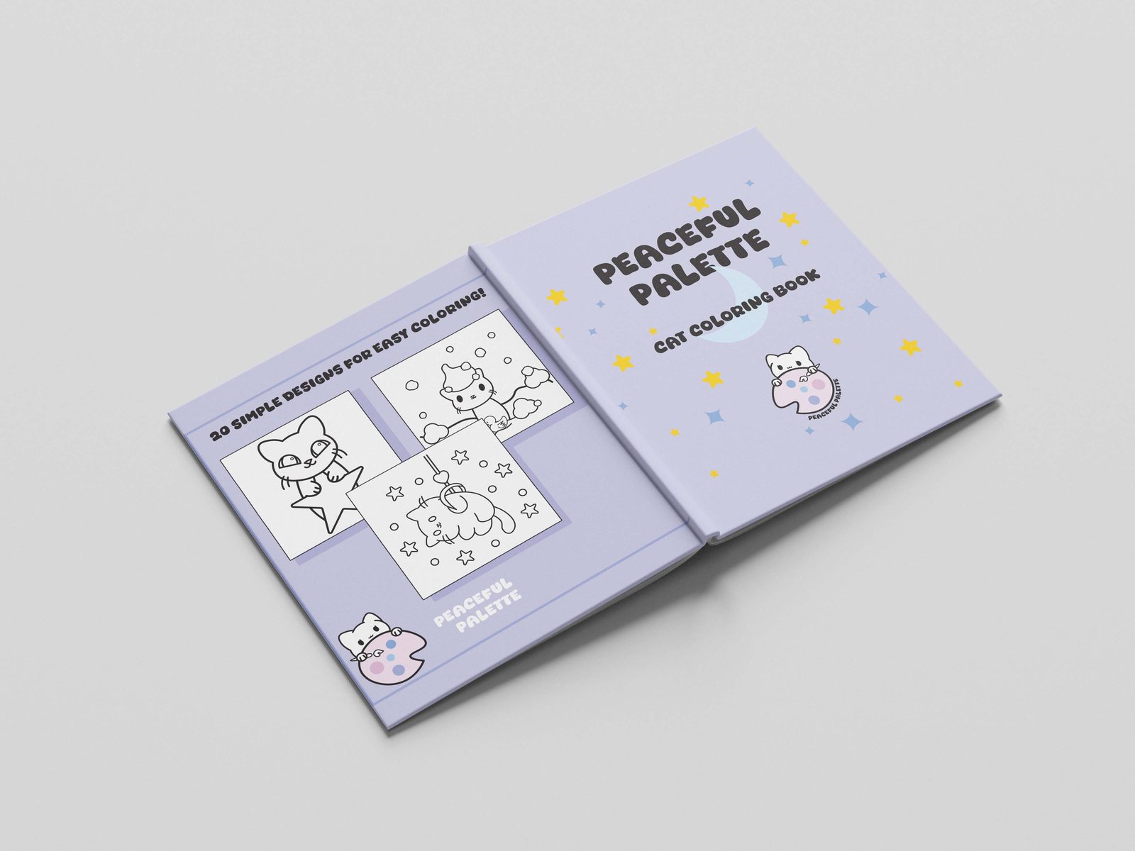 Peaceful Palette cat colouring book, image 1